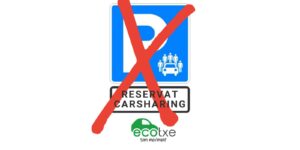 Senyal de de carsharing de la DGT amb el logo d'Ecotxe a sota.